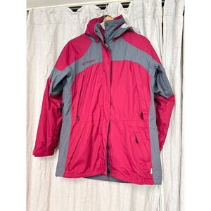 Columbia Interchange Jacket Womens Medium Pink Grey 3-in-1 Fleece Liner Hooded